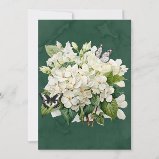 Invitation Blanc Hydrangea Papillon Mariage Couples Douche (Dos)