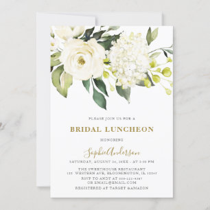 Invitation BLANC Hydrangea Roses BRIDAL LUNCHEON
