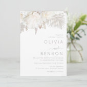 Invitation Blanc ivoire et fleurs bohème Mariage moderne (Debout devant)