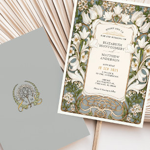 Invitation Blanc Lily Art nouveau Mariage