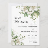 Invitation Blanc Lily Élégant Mariage Floral Enregistrer La D (Devant)