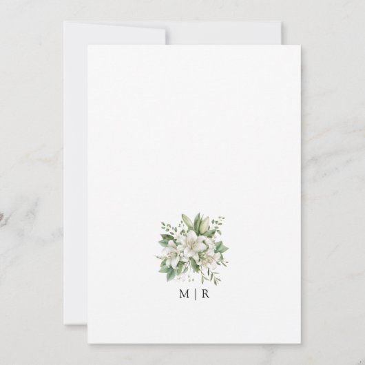 Invitation Blanc Lily Élégant Mariage Floral Enregistrer La D (Dos)