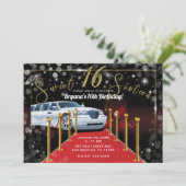 Invitation Blanc Limo Red Carpet Hollywood Sweet 16 Party (Debout devant)