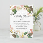 Invitation Blanc Magnolia Blush Rose Floral Twig n Folig (Debout devant)
