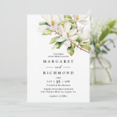 Invitation Blanc Magnolia Elegant Aquarelle Mariage Floral (Debout devant)