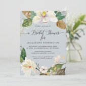 Invitation Blanc Magnolia Elegant Floral Aquarelle n Foliage (Debout devant)