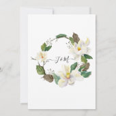 Invitation Blanc Magnolia Elegant Floral Aquarelle n Foliage (Dos)