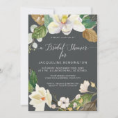 Invitation Blanc Magnolia Floral Aquarelle Folio Gris (Devant)