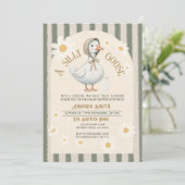 Invitation Blanc Marais Vert Grandes Tailles Baby shower d'oi (Debout devant)