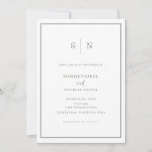 Invitation Blanc minimal et chic et Sage tout en un seul Mari (Devant)