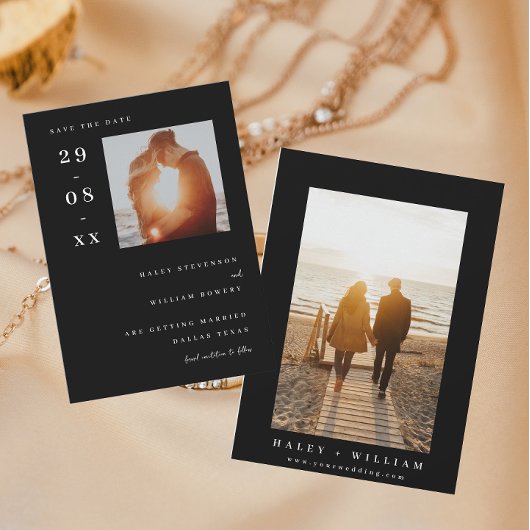 Invitation Blanc minimaliste simple photo noir Enregistrer la