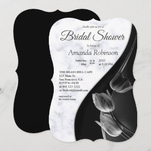 Invitation Blanc Moderne - Abstrait Noir Marbre