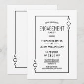 Invitation Blanc moderne avec Black Frame d'engagement (Devant / Derrière)