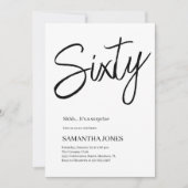 Invitation Blanc moderne et noir Soixante 60e fête d'annivers (Devant)