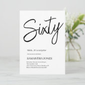 Invitation Blanc moderne et noir Soixante 60e fête d'annivers (Debout devant)