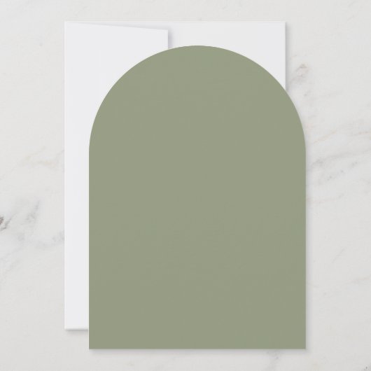 Invitation Blanc moderne et vert sage Mariage simple arche (Dos)