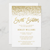 Invitation Blanc moderne Faux Gold Parties scintillant Sweet (Devant / Derrière)