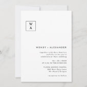 Invitation Blanc moderne Gras Monogram Crest Mariage (Devant)