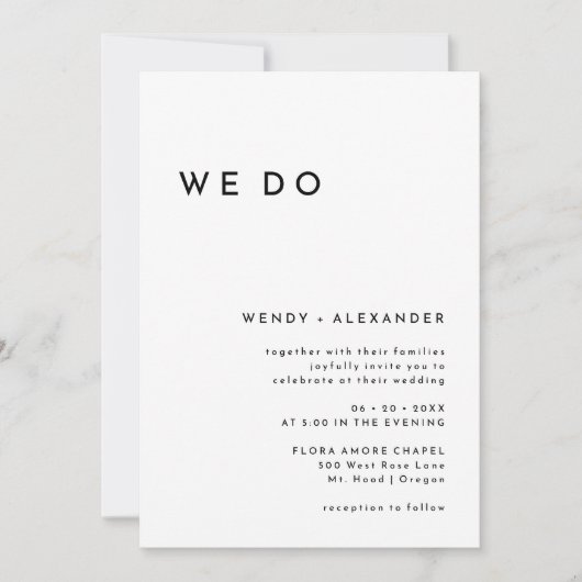 Invitation Blanc Moderne Gras Nous faisons Mariage (Devant)