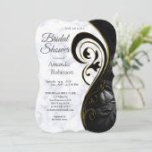 Invitation Blanc moderne - Noir marbré Abstrait (Debout devant)