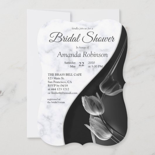 Invitation Blanc moderne - Noir marbré Abstrait (Devant)