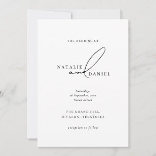 Invitation Blanc moderne Noir minimaliste Classique Chic Mari