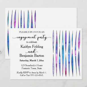 Invitation Blanc moderne violet, rose, Blue Engagement Party