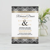 Invitation Blanc, Noir, Argent & Or - Dîner de répétition (Debout devant)