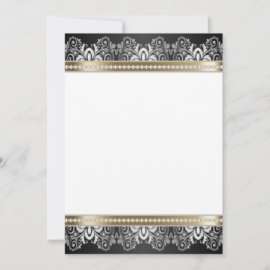 Invitation Blanc, Noir, Argent & Or - Dîner de répétition (Dos)