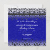 Invitation blanc noir de bat mitzvah d'argent de (Dos)