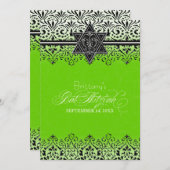 Invitation blanc noir de bat mitzvah d'argent de (Devant / Derrière)