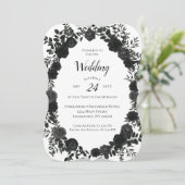 Invitation Blanc noir Elégant Rose Mariage gothique (Debout devant)