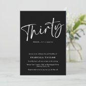 Invitation Blanc noir Elegant Simple 30e anniversaire (Debout devant)