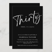 Invitation Blanc noir Elegant Simple 30e anniversaire (Devant / Derrière)