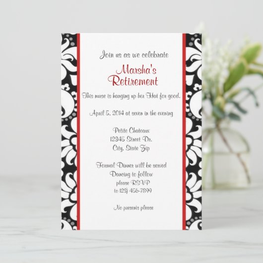 Invitation Blanc noir et rouge (Debout devant)