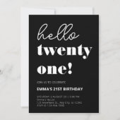 Invitation Blanc noir moderne 21e anniversaire (Devant)