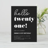 Invitation Blanc noir moderne 21e anniversaire (Debout devant)