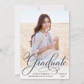 Invitation Blanc Noir moderne 2 PHOTO Graduation Party (Devant)