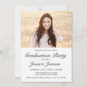 Invitation Blanc Noir moderne 2 PHOTO Graduation Party (Dos)