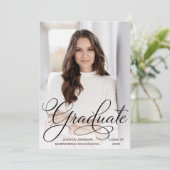 Invitation Blanc Noir moderne 2 PHOTO Graduation Party (Debout devant)