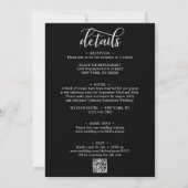 Invitation Blanc noir moderne TOUT EN UN Mariage + code QR (Dos)