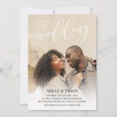 Invitation Blanc Noir Rejoignez-nous Photo Mariage double fac (Devant)