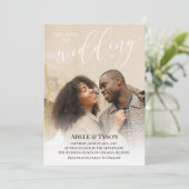 Invitation Blanc Noir Rejoignez-nous Photo Mariage double fac (Debout devant)