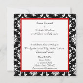 Invitation blanc noir rouge de mariage damassé de (Dos)
