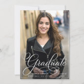 Invitation Blanc Noir Simple Moderne PHOTO Parti de Graduatio (Devant)