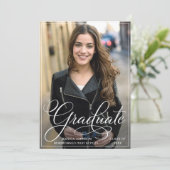 Invitation Blanc Noir Simple Moderne PHOTO Parti de Graduatio (Debout devant)