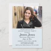 Invitation Blanc Noir Simple Moderne PHOTO Parti de Graduatio (Dos)