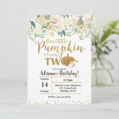 Invitation Blanc Notre Petit Citrouille Tourne Deux Invitatio (Debout devant)