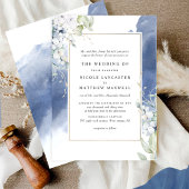 Invitation Blanc officiel, Mariage d'aquarelle bleu marine