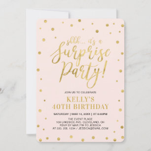 Invitation Blanc & Or   40e anniversaire surprise pour femmes